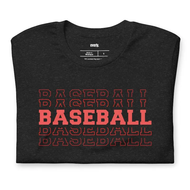 Baseball Baseball Baseball Baseball Sports Lettering Graphic Tee
