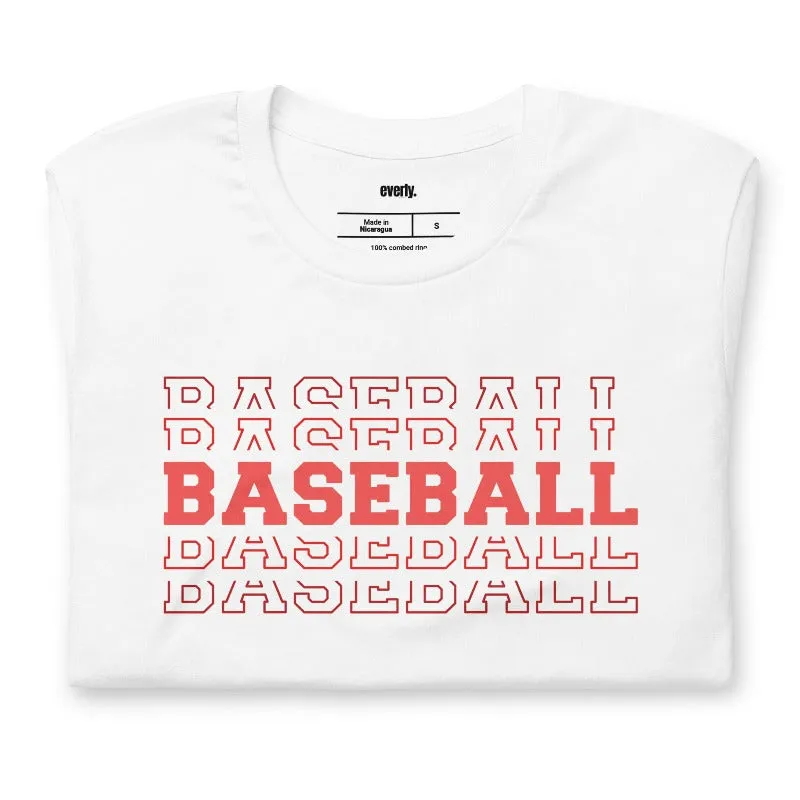 Baseball Baseball Baseball Baseball Sports Lettering Graphic Tee