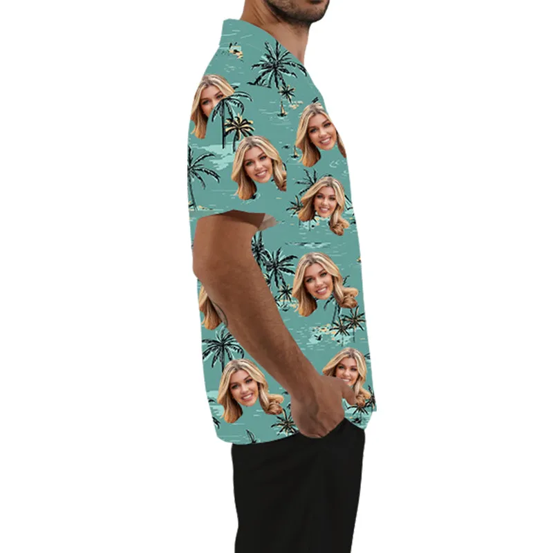 Beach Vacation Men's Hawaiian Shirts Custom Face Photo On Shirts Couple Shirts Valentine's Day Anniversary Gifts