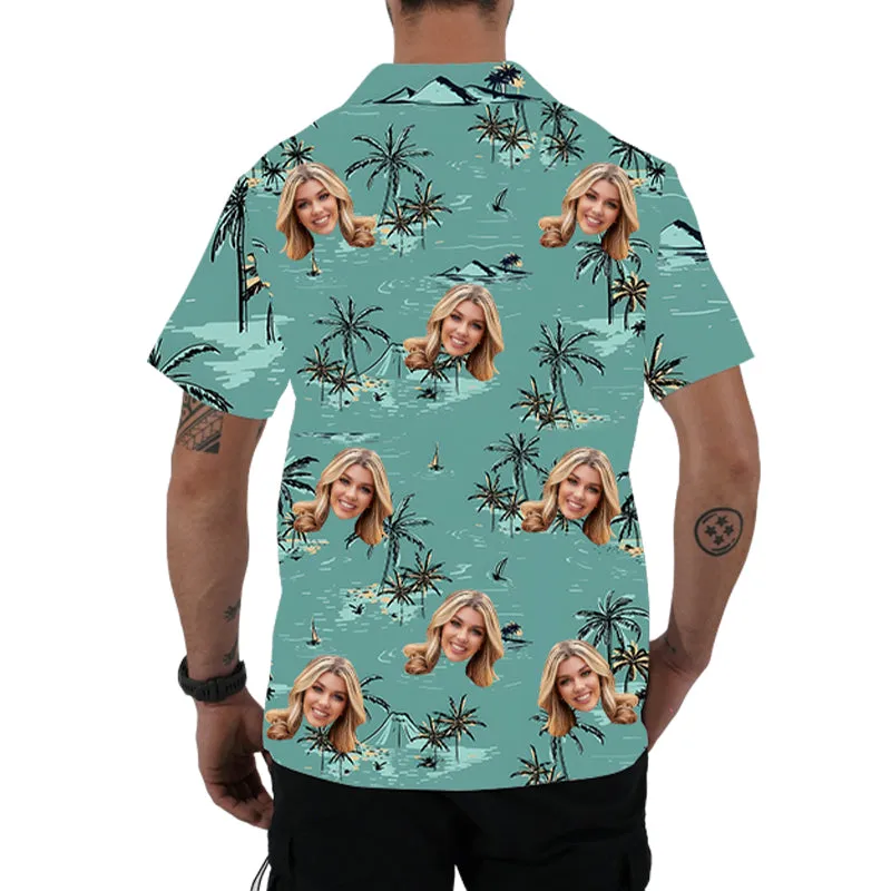 Beach Vacation Men's Hawaiian Shirts Custom Face Photo On Shirts Couple Shirts Valentine's Day Anniversary Gifts