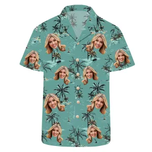 Beach Vacation Men's Hawaiian Shirts Custom Face Photo On Shirts Couple Shirts Valentine's Day Anniversary Gifts