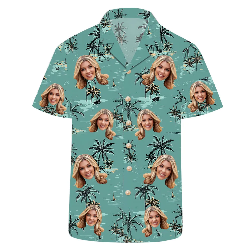 Beach Vacation Men's Hawaiian Shirts Custom Face Photo On Shirts Couple Shirts Valentine's Day Anniversary Gifts