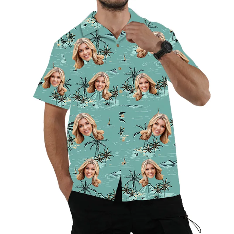 Beach Vacation Men's Hawaiian Shirts Custom Face Photo On Shirts Couple Shirts Valentine's Day Anniversary Gifts