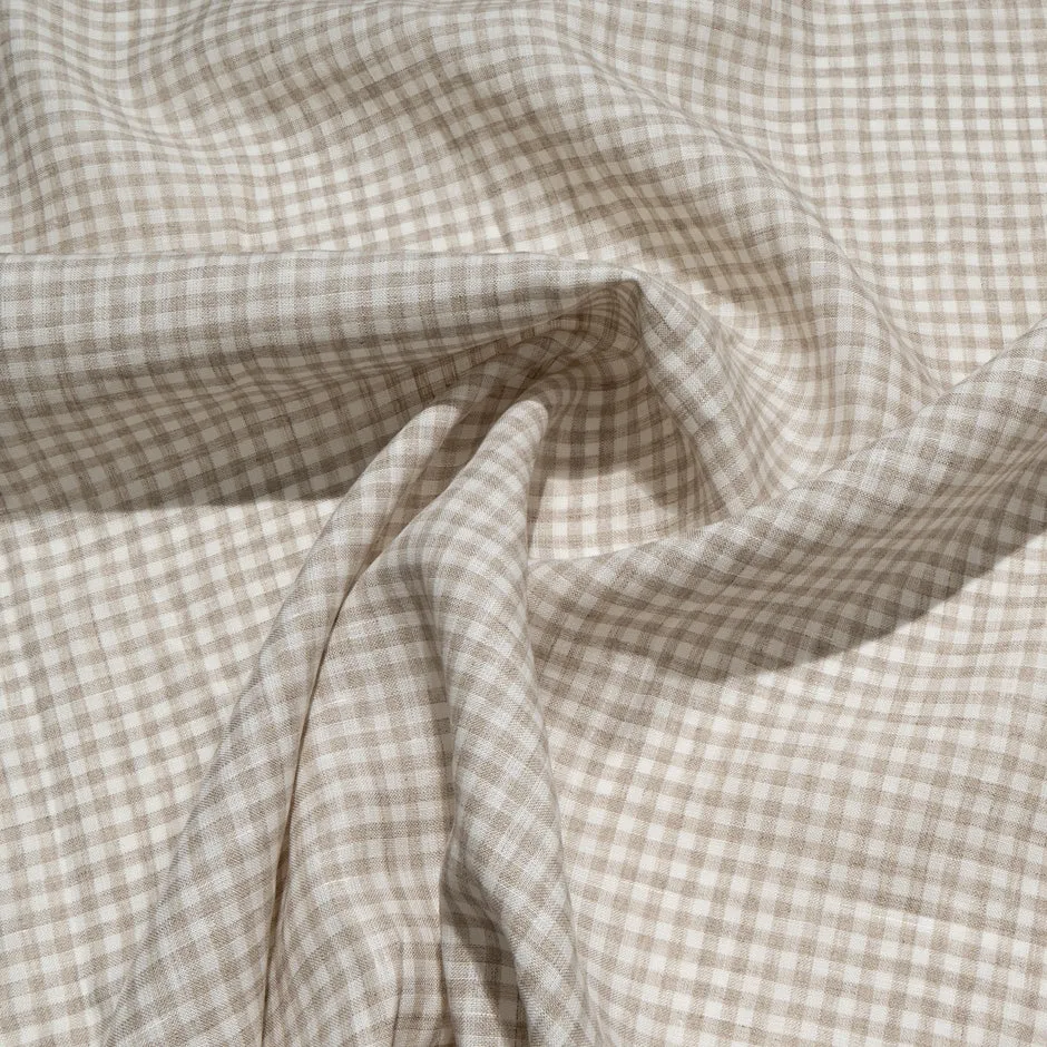 Beige & White Gingham Linen