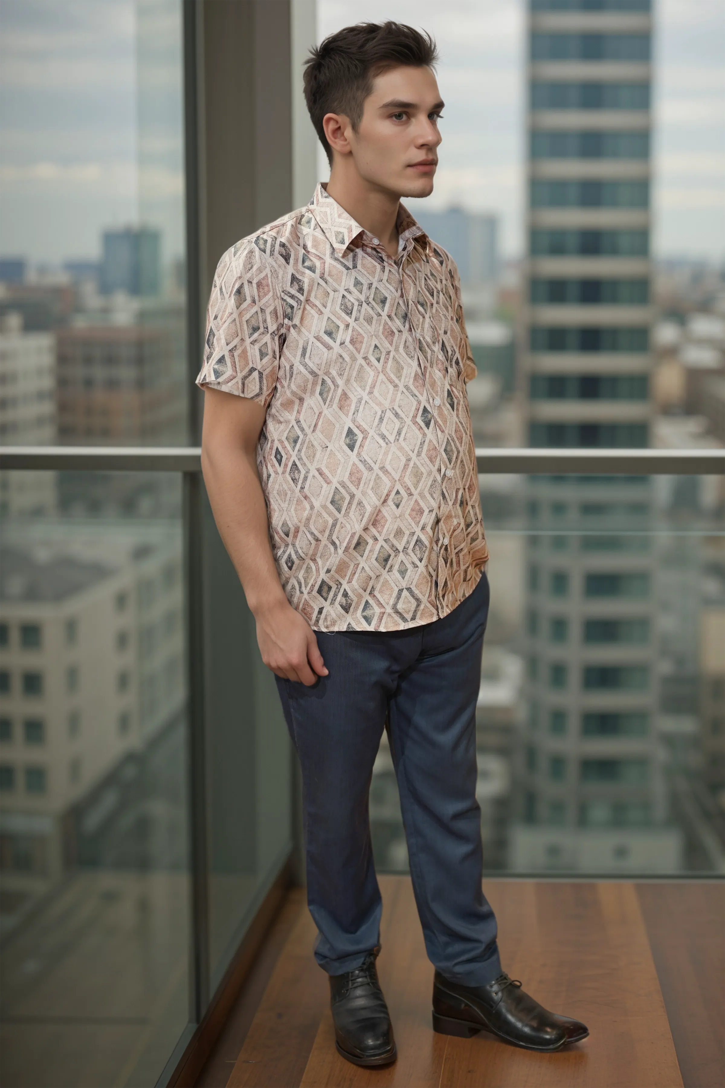 Beige Horizon Printed Shirt
