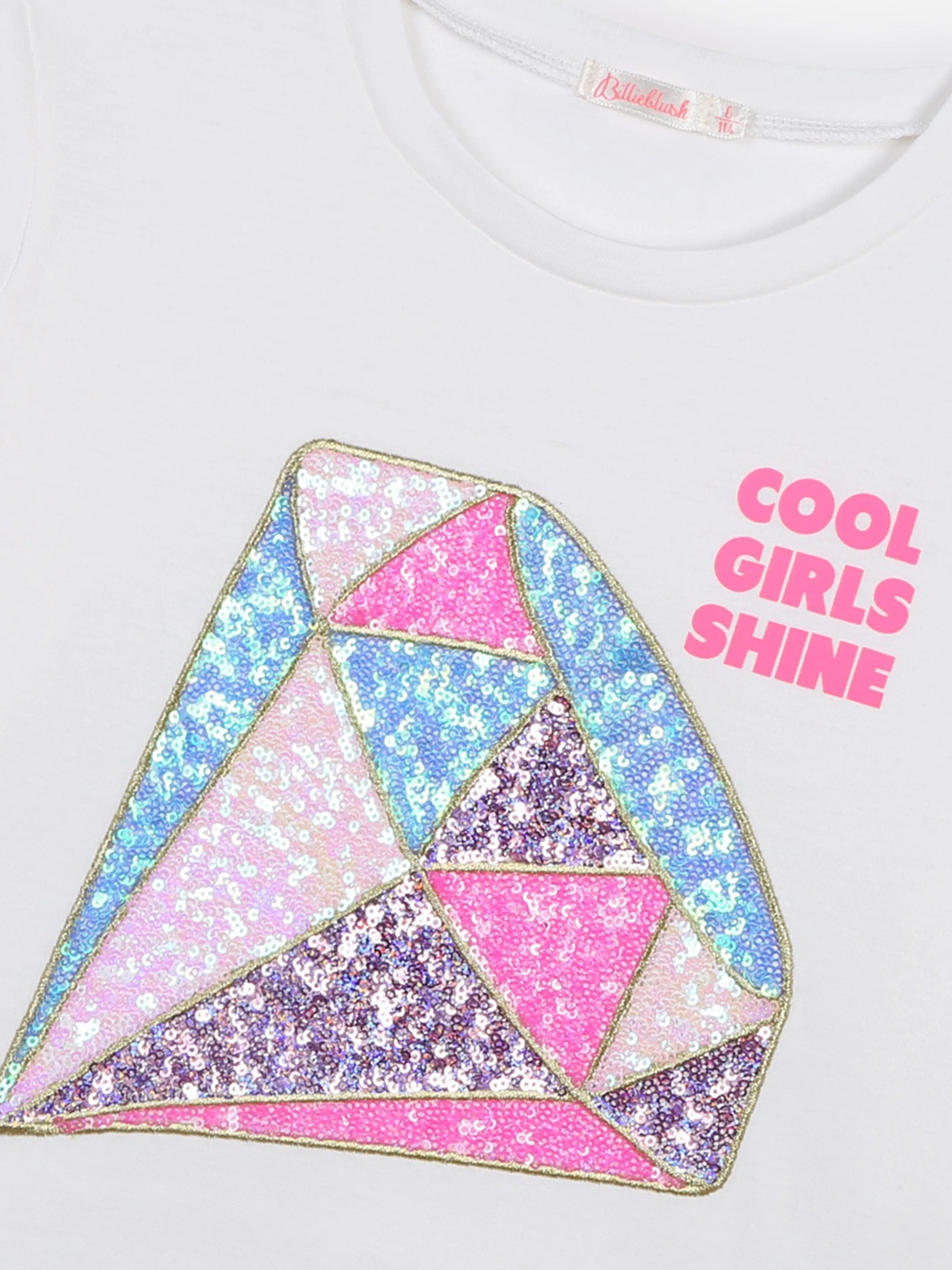 Billieblush Girls Long Sleeve Diamond T-Shirt in Ivory
