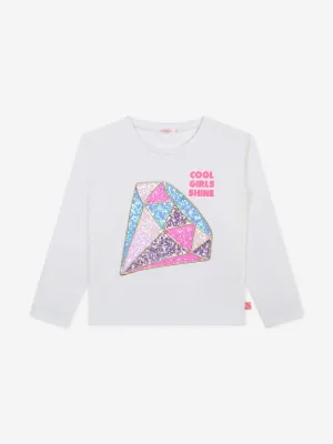 Billieblush Girls Long Sleeve Diamond T-Shirt in Ivory