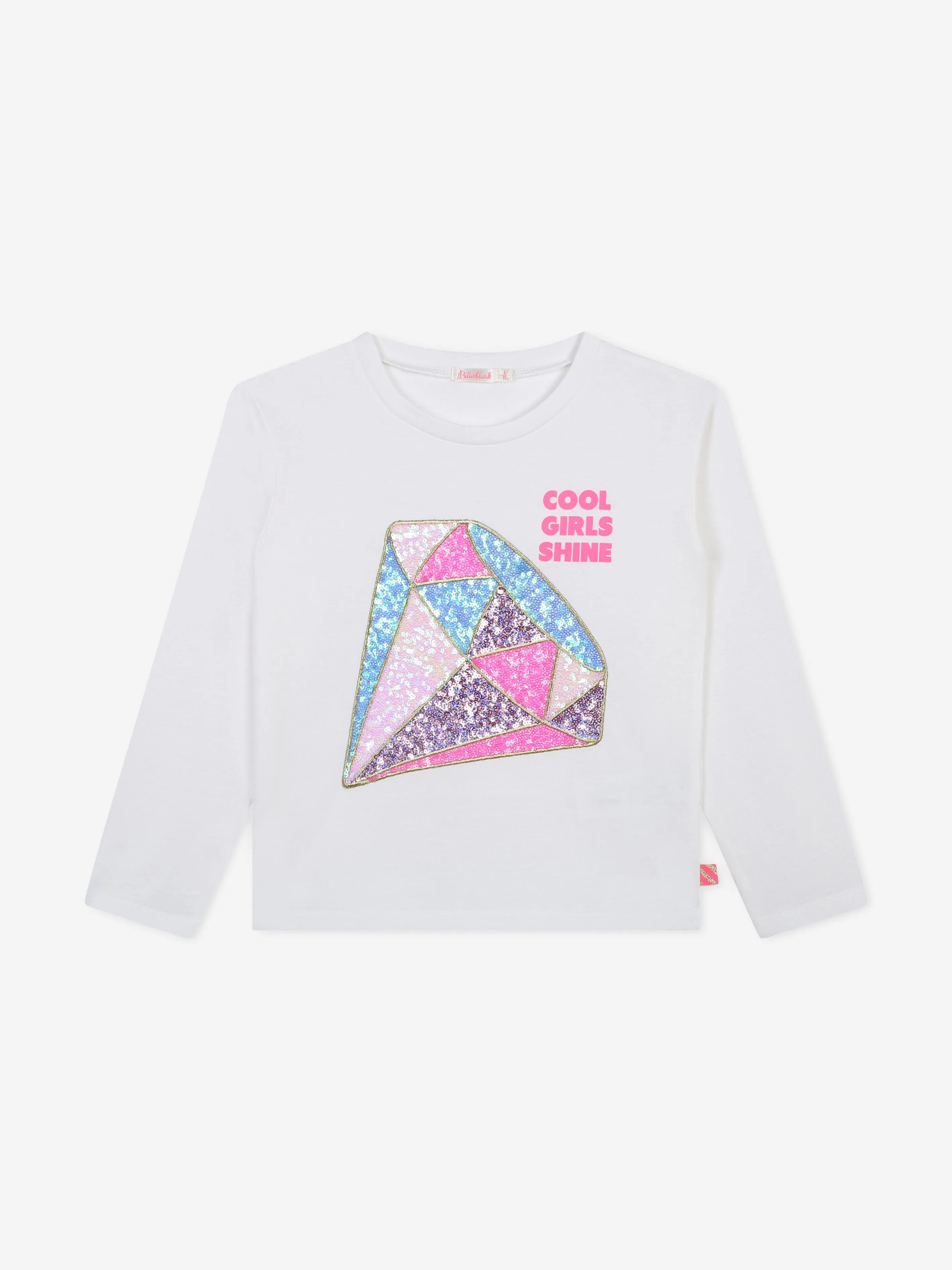 Billieblush Girls Long Sleeve Diamond T-Shirt in Ivory