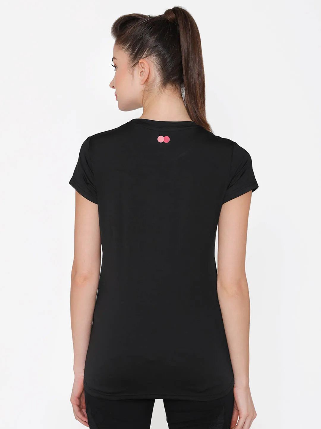 Black Comfort Fit Active Text Print T-Shirt