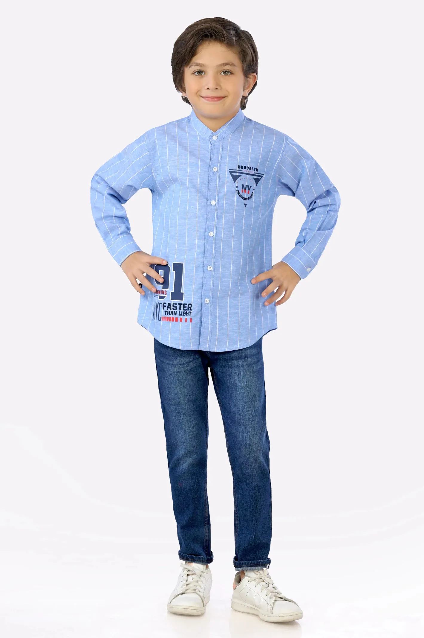 Blue Pinstripe Boys Shirt
