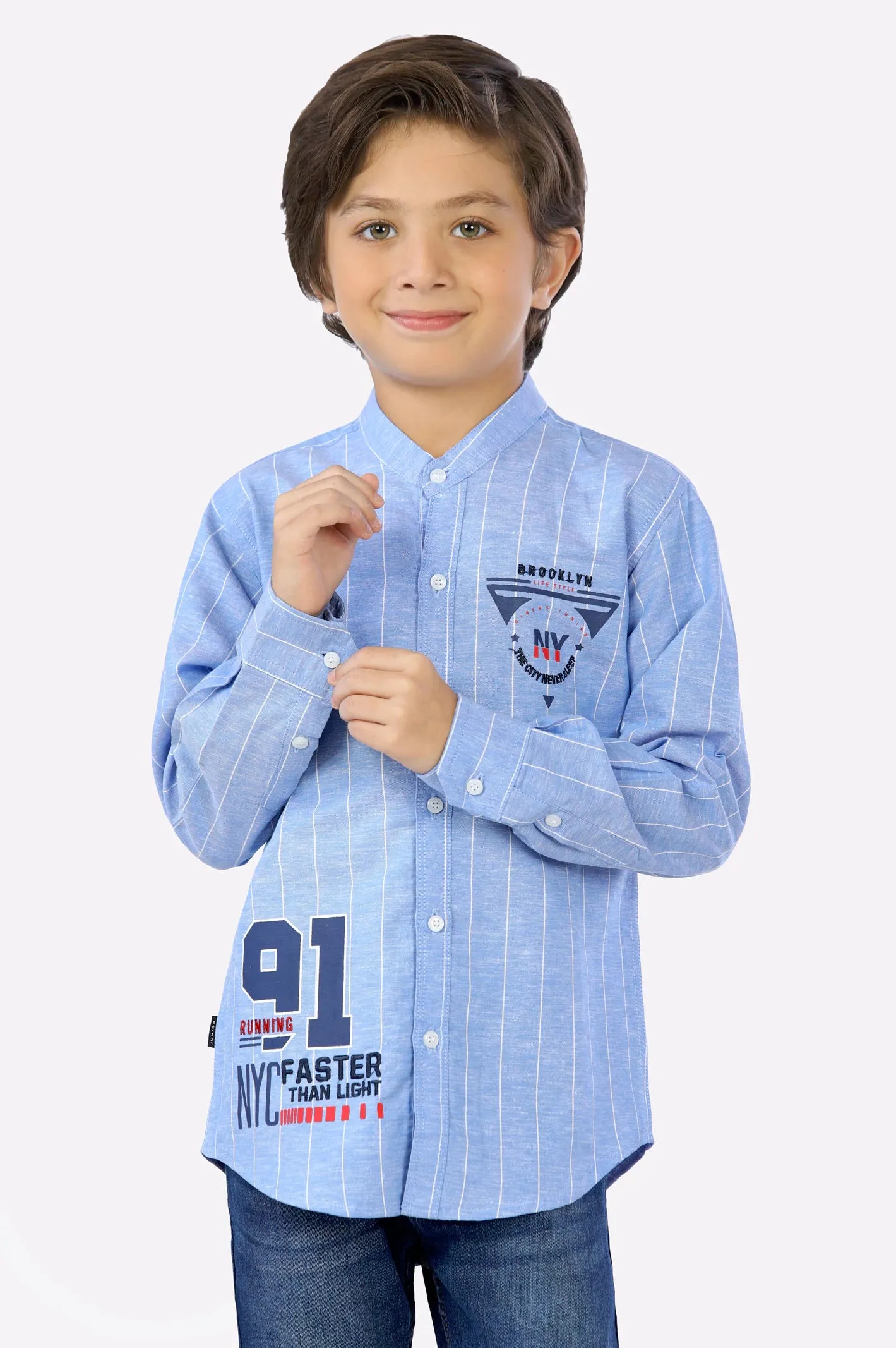 Blue Pinstripe Boys Shirt