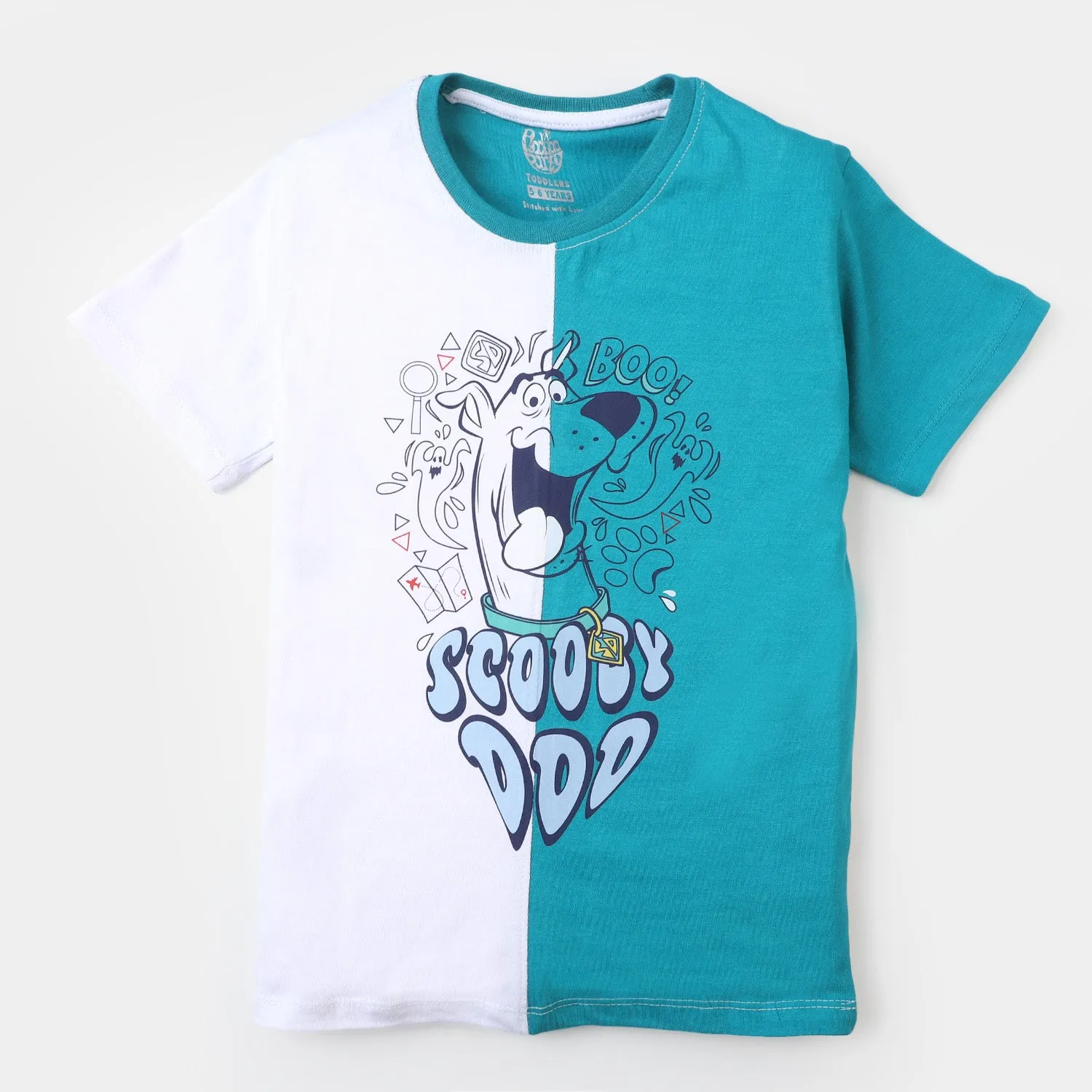 Boys Cotton T-Shirt  Character - Blue/White