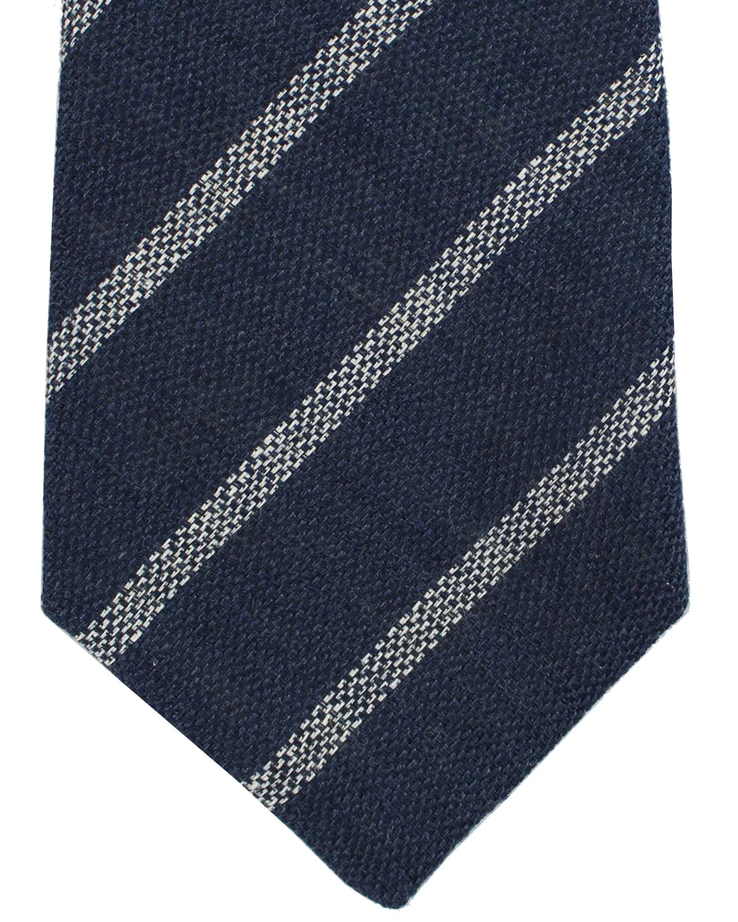 Brunello Cucinelli Linen Tie Navy Gray Blazer Stripes Repp