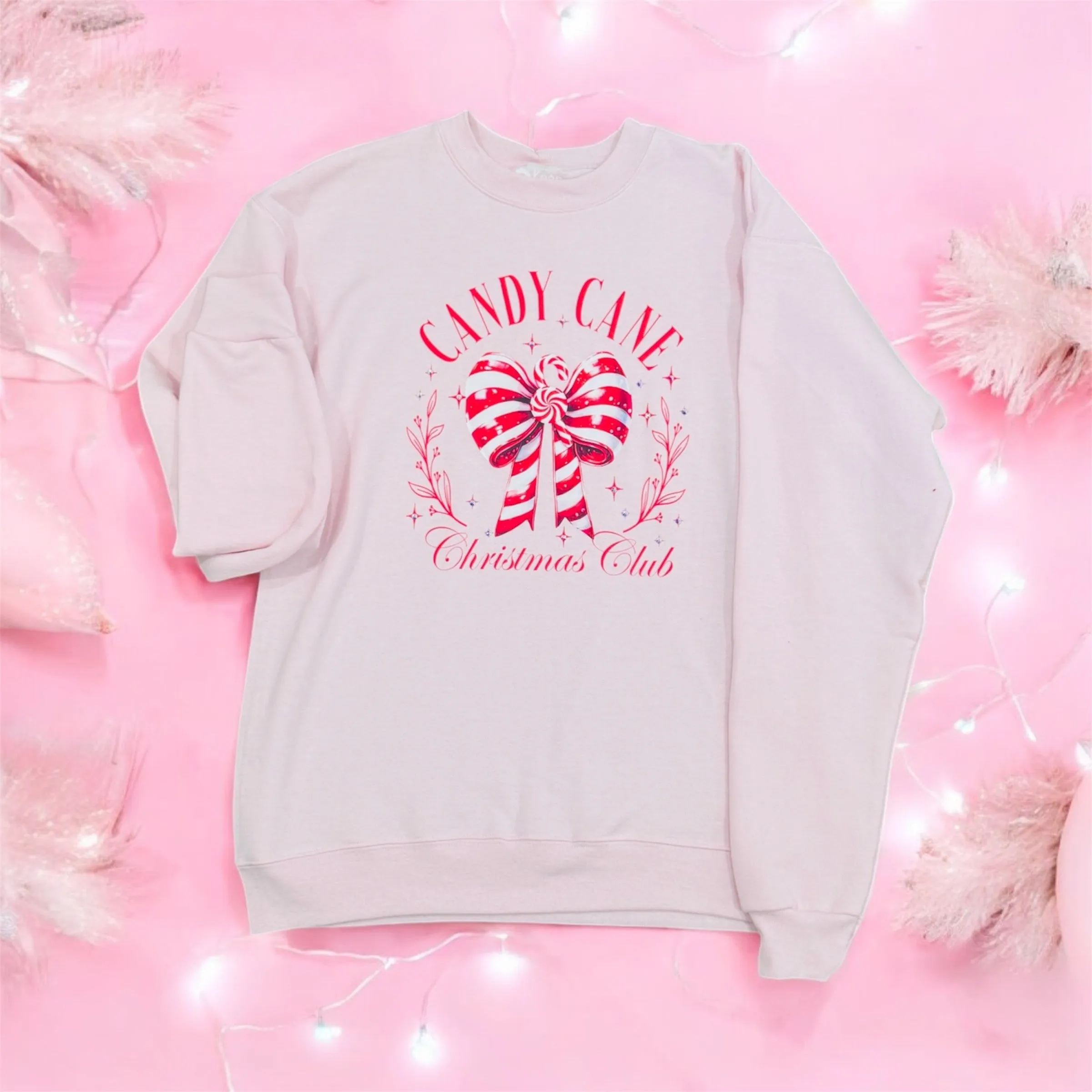 Candy Cane Sweetheart Bedazzled Graphic Crewneck Pullover
