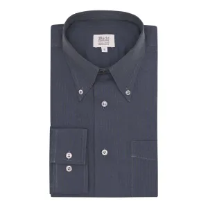 Casual Fit Seersucker Button Cuff Shirt in Navy