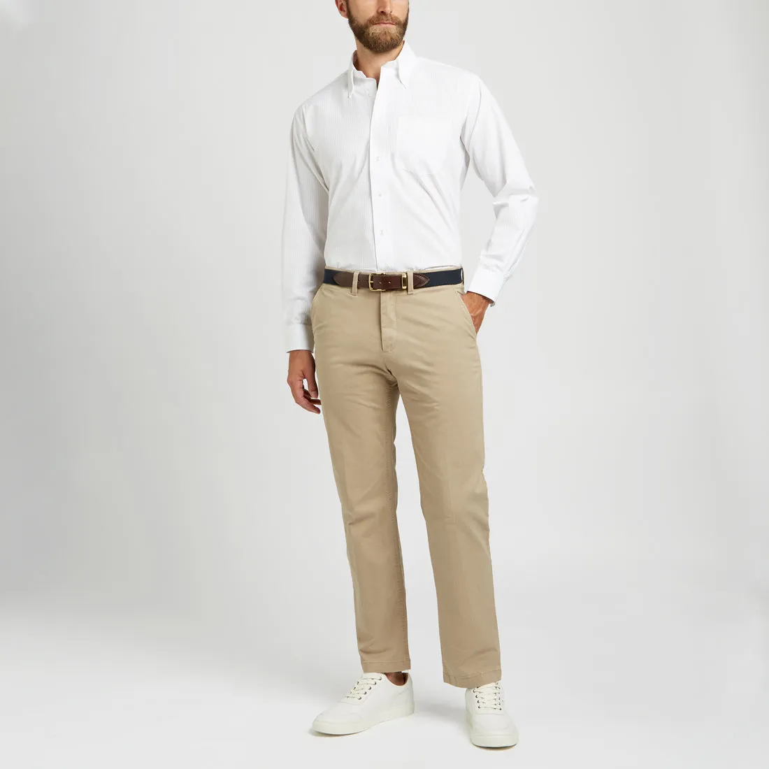 Casual Fit Seersucker Button Cuff Shirt in White
