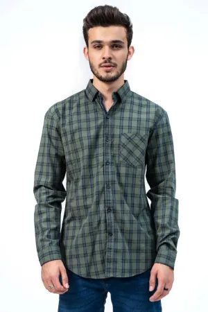 CASUAL SHIRT GREEN NAVY CHECK