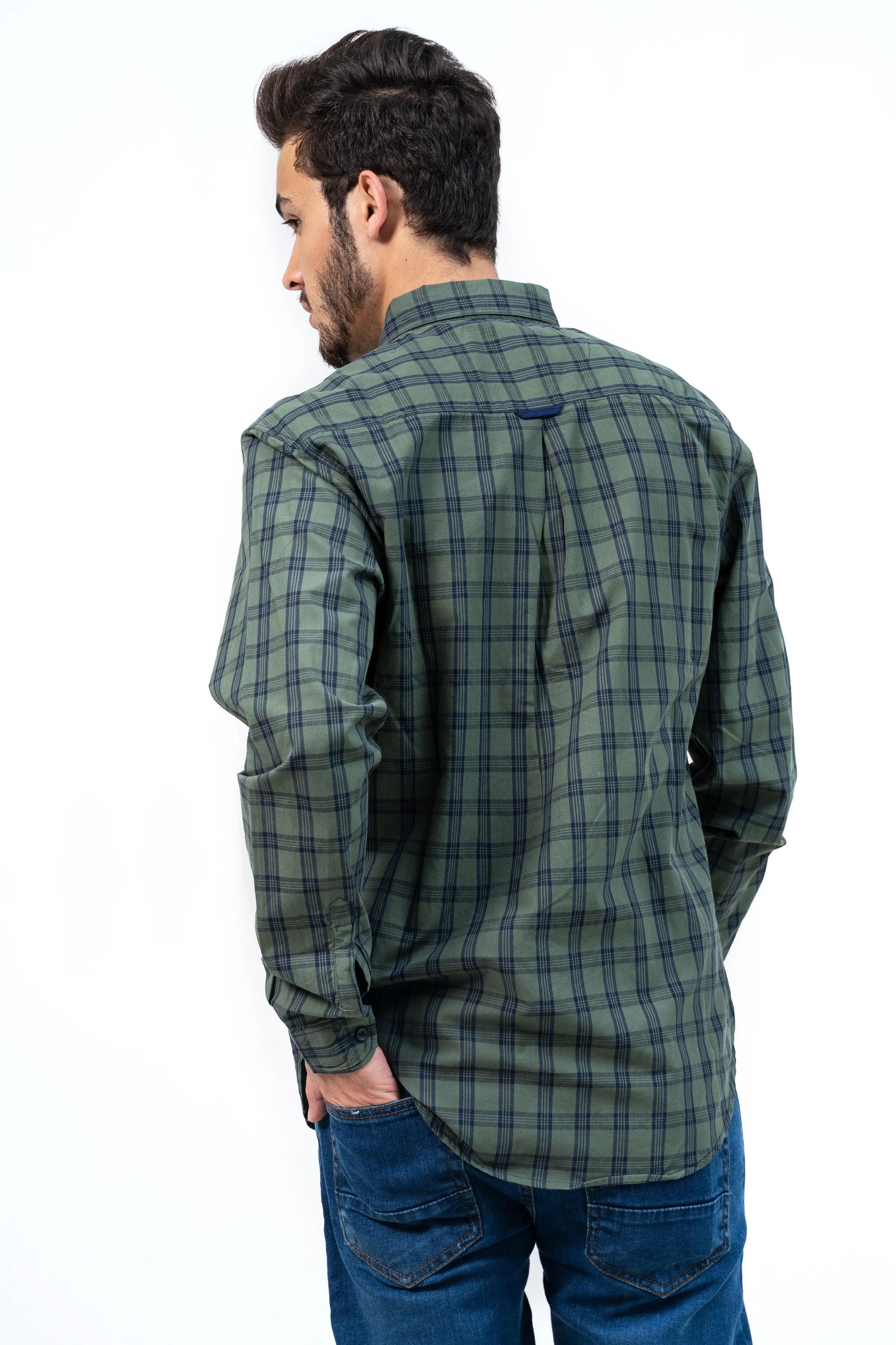 CASUAL SHIRT GREEN NAVY CHECK