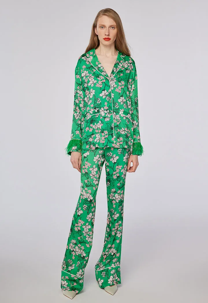 Choice Chintz Floral Printed Shirt Green Print