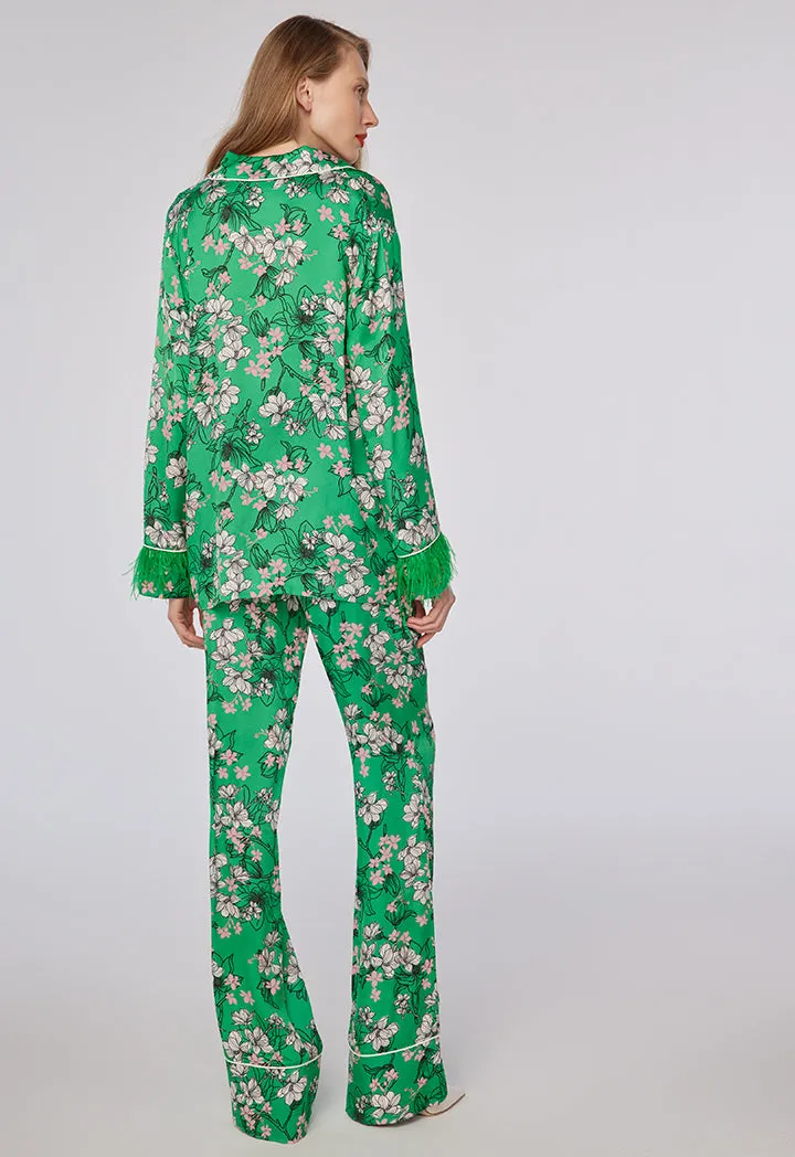 Choice Chintz Floral Printed Shirt Green Print