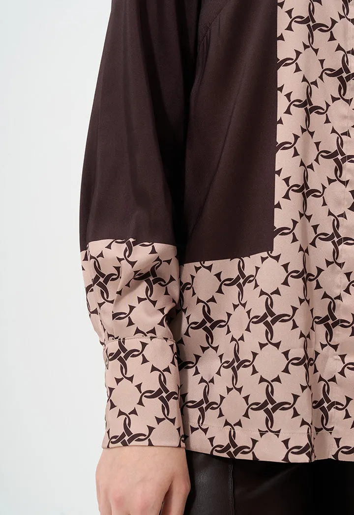 Choice Monogram Printed Long Sleeves Shirt Brown-Beige