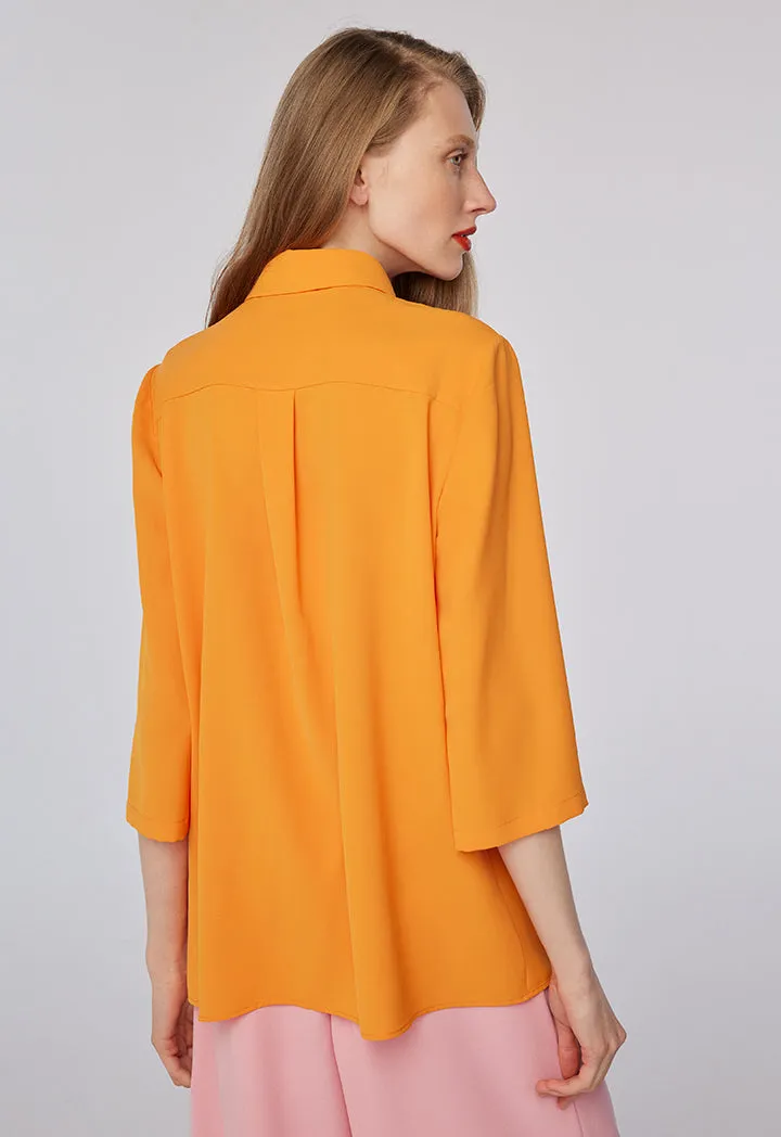 Choice Pocket Fringes Shirt Orange Blossom