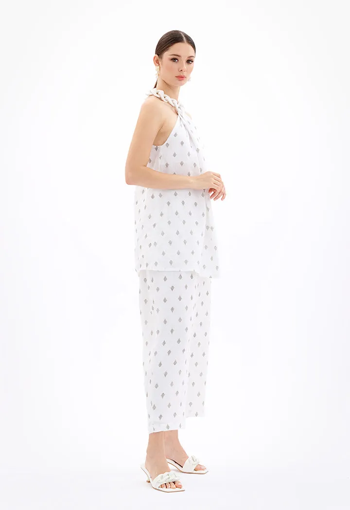Choice Sleeveless Chunky Acrylic Strap Blouse Off White