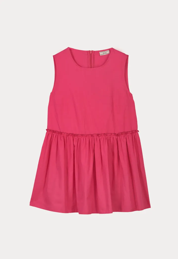 Choice Sleeveless Solid Gathered Top Fushia
