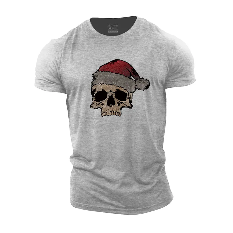 Christmas Skull Cotton T-Shirts