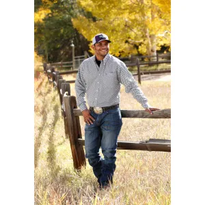 Cinch Men's White and Purple Geometric Button Down Western Shirt