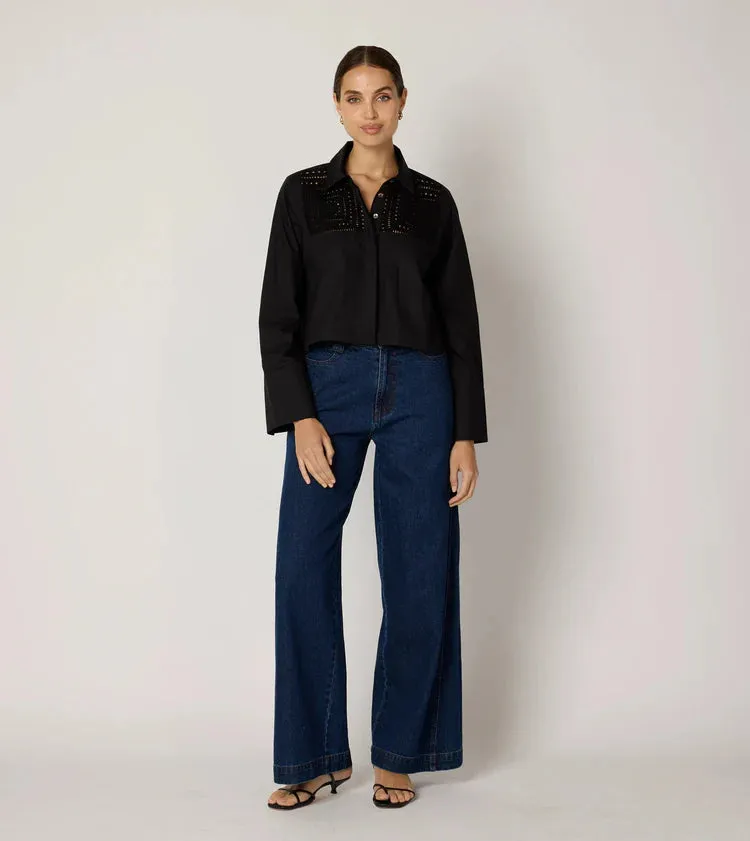CLE Sierra Blouse Top in Black