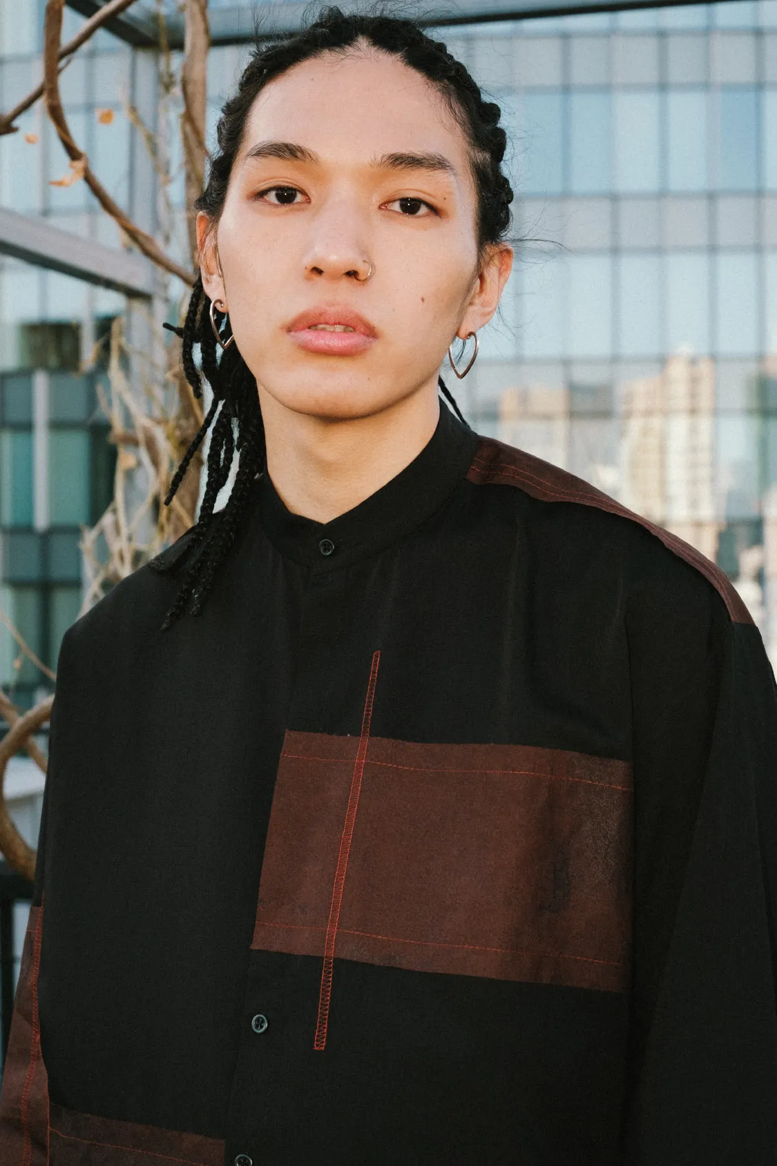 CONTRAST TECH SHIRT / material mix