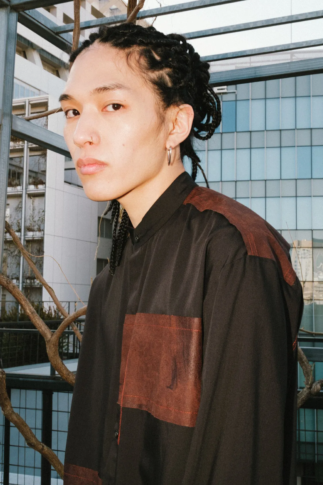 CONTRAST TECH SHIRT / material mix