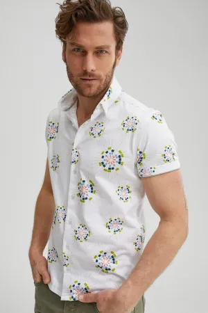 Cream Circular Print T-Series DryTouch® Shirt
