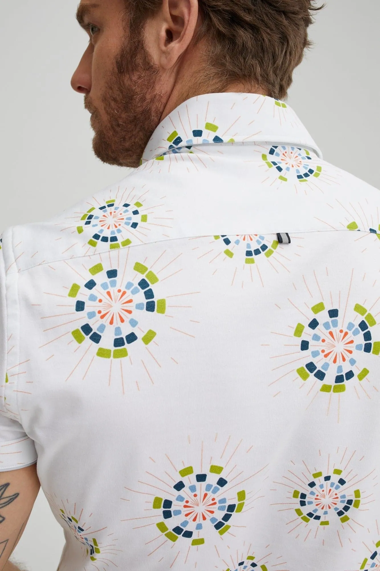 Cream Circular Print T-Series DryTouch® Shirt