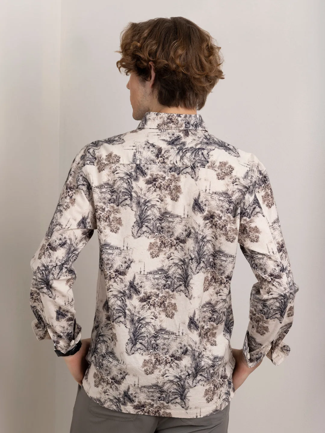 Cream Floral Printed Shirt