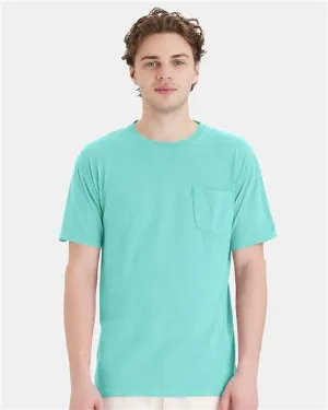 Custom Embroidered - ComfortWash by Hanes - Garment-Dyed Pocket T-Shirt - Mint - GDH150
