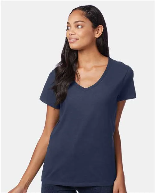 Custom Embroidered - Hanes - Perfect-T Women’s V-Neck T-Shirt - Navy - S04V