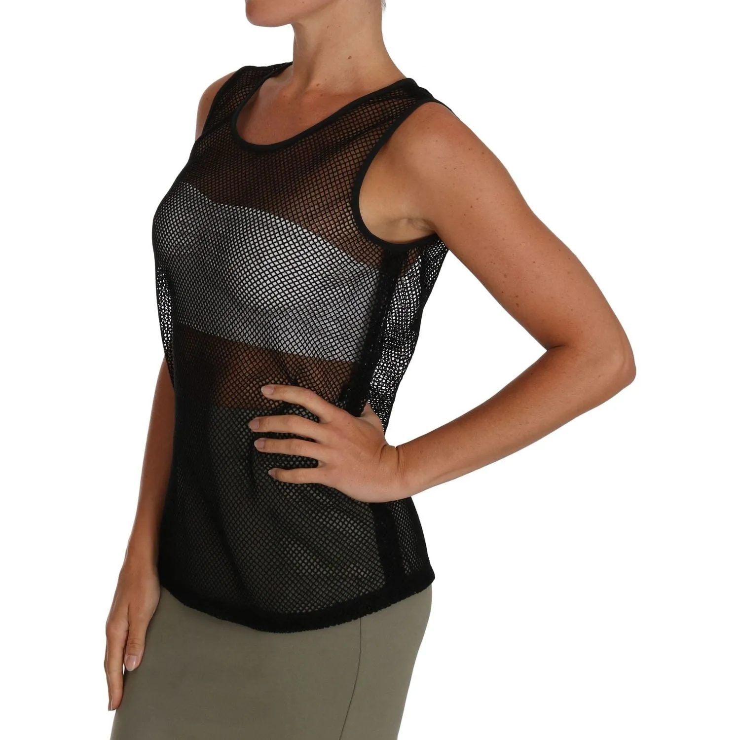 Dolce & Gabbana Elegant Black Mesh Sleeveless Blouse Top