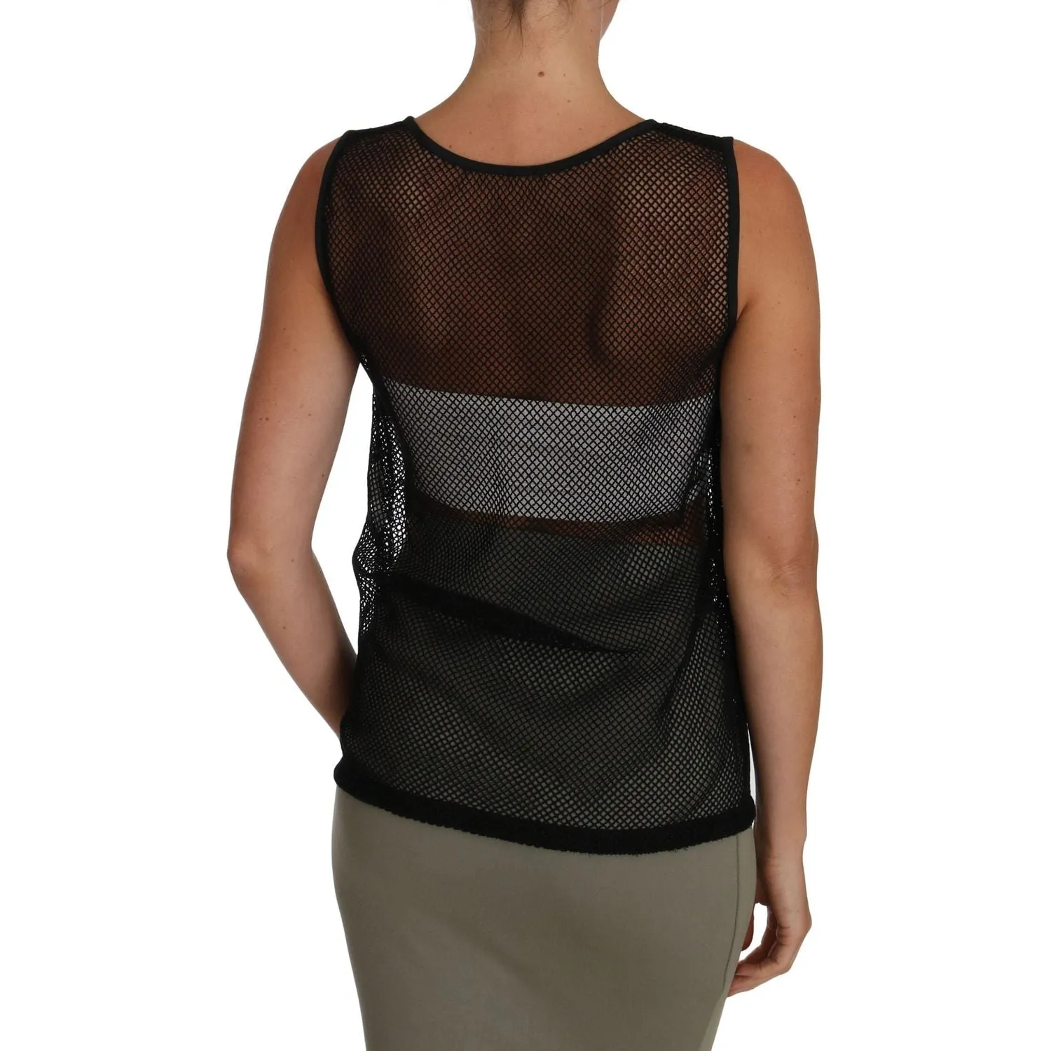 Dolce & Gabbana Elegant Black Mesh Sleeveless Blouse Top