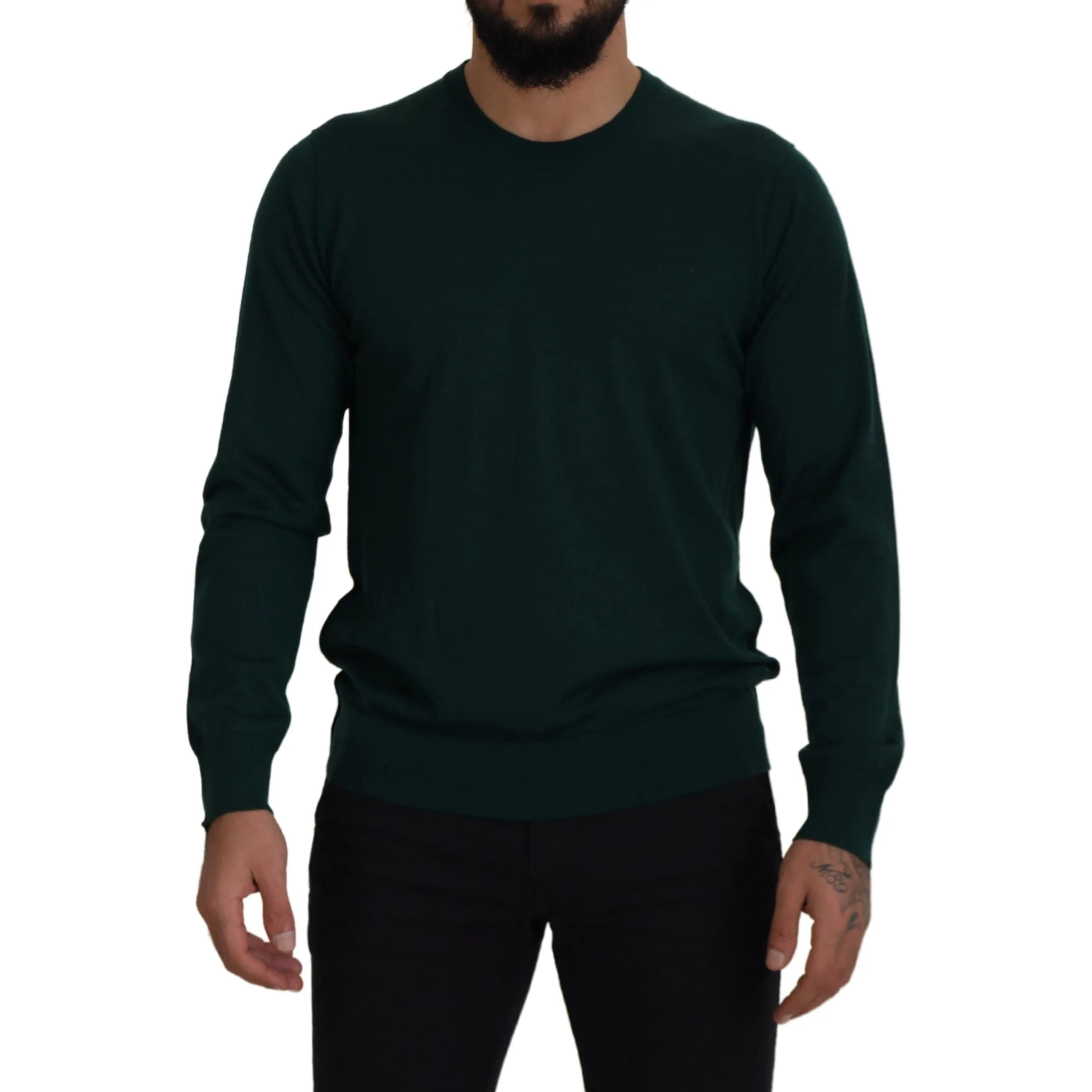 Dolce & Gabbana Elegant Green Crewneck Cashmere Sweater