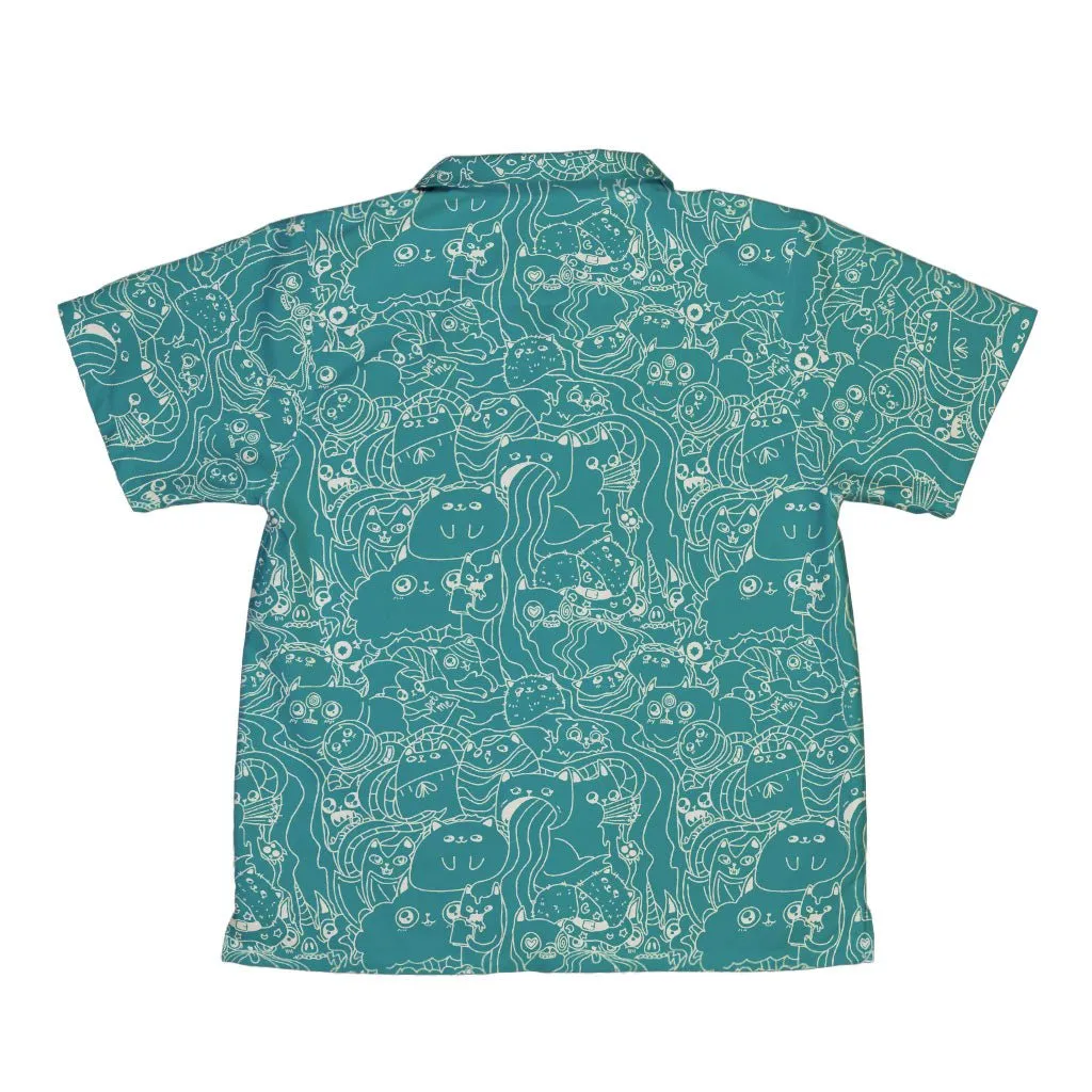 Exploding Kittens Mashup Mossy Teal Youth Hawaiian Shirt