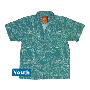 Exploding Kittens Mashup Mossy Teal Youth Hawaiian Shirt