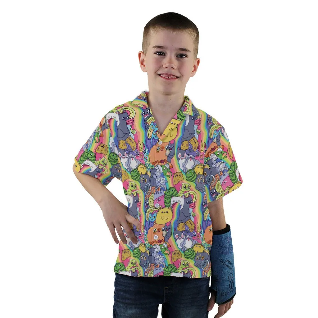 Exploding Kittens Rainbow Explosion Youth Hawaiian Shirt