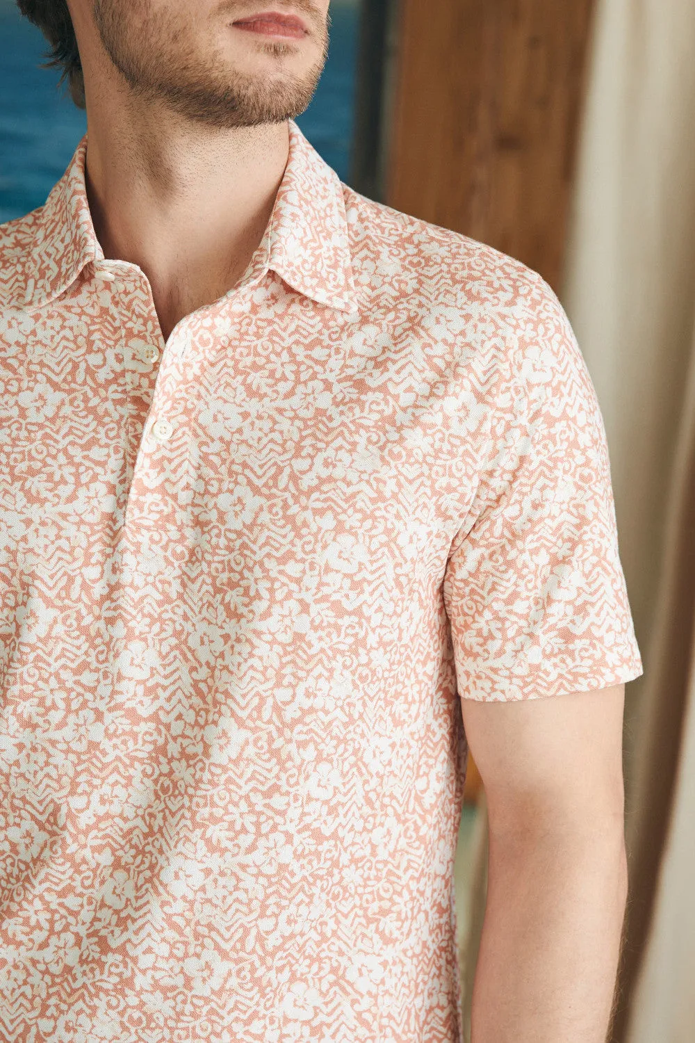 Faherty Movement Short-Sleeve Pique Polo Shirt in Hilo Rose Floral Print