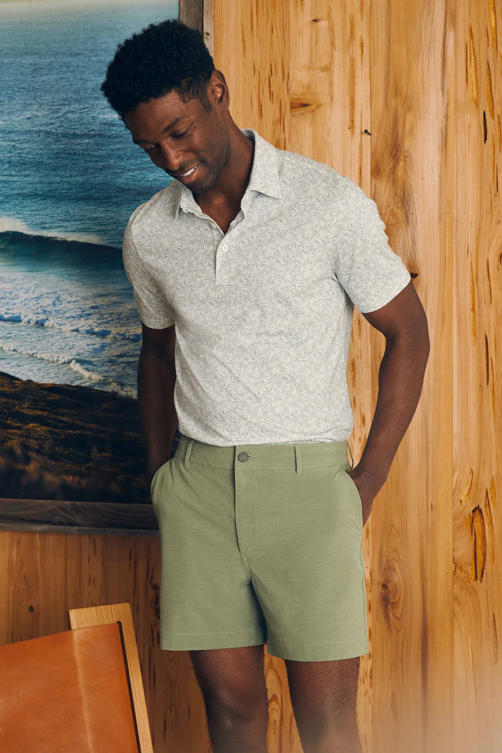 Faherty Movement Short-Sleeve Pique Polo Shirt in Sky Canopy Print