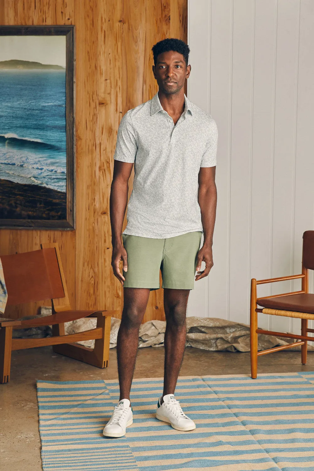 Faherty Movement Short-Sleeve Pique Polo Shirt in Sky Canopy Print