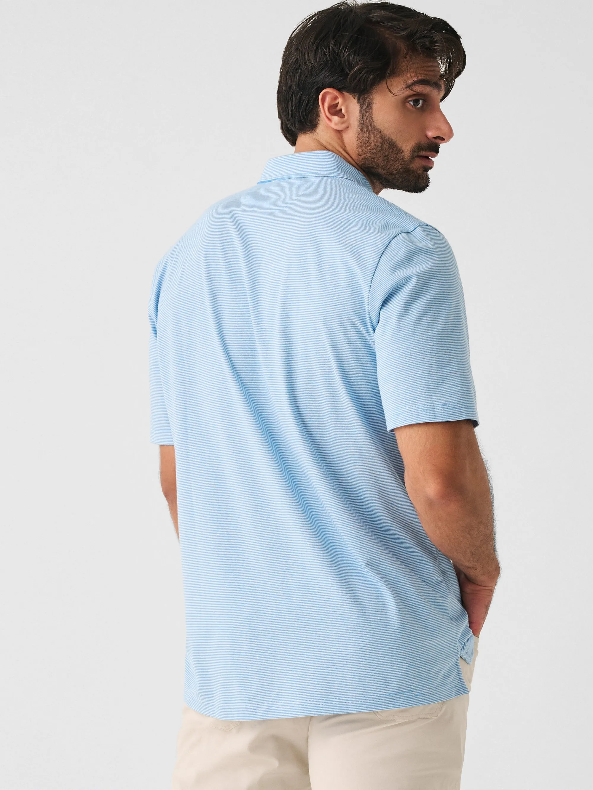 Faherty Short-Sleeve Movement™ Pique Polo in Clean Lake Feeder