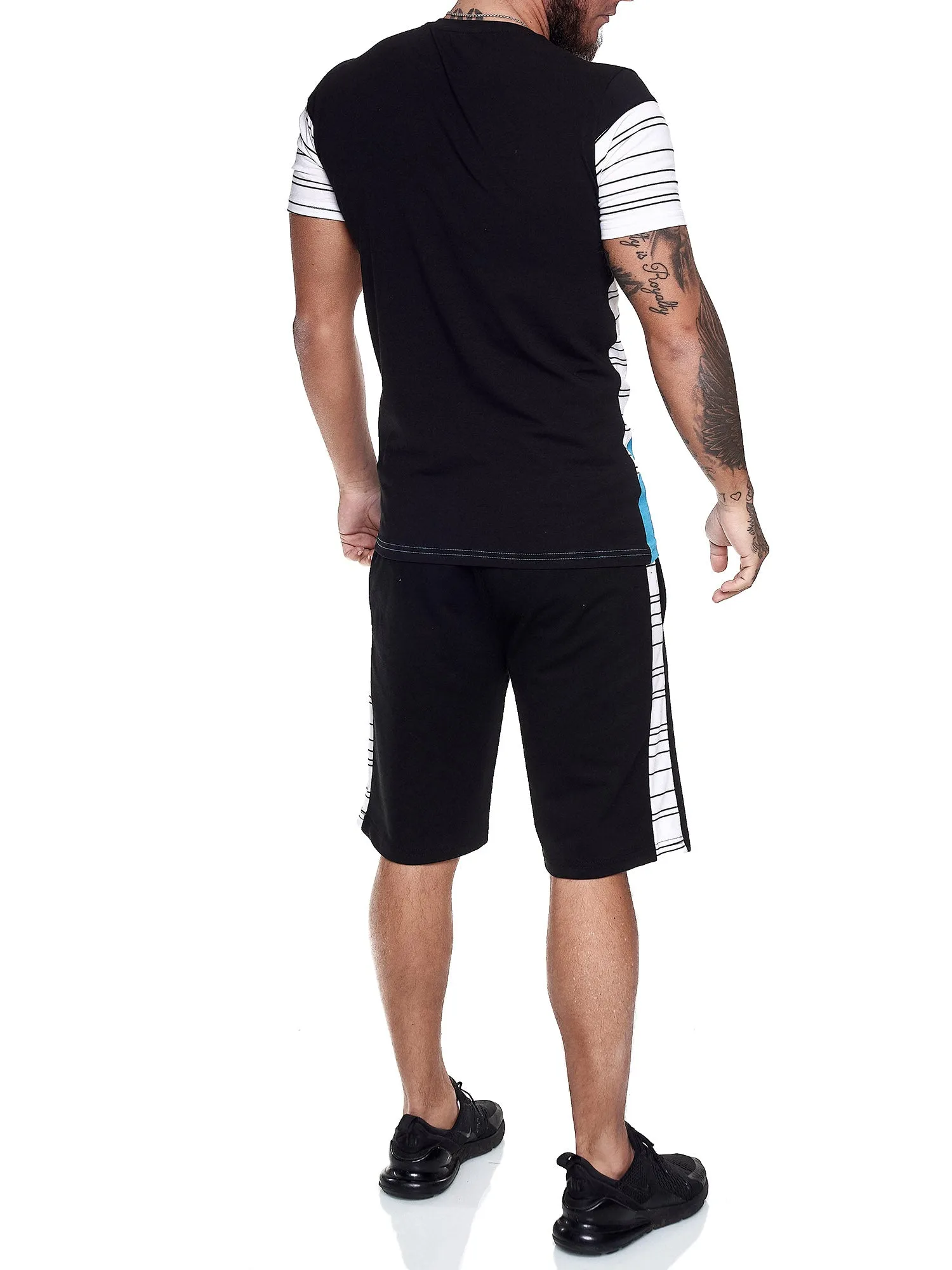 Flavy Shirt   Short  Ensemble - Black White Blue X64B