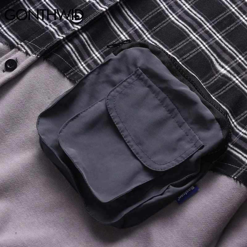 Front Zip Pocket Patchwork Shirt